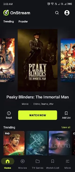 OnStream APK movie streaming interface for Android devices
